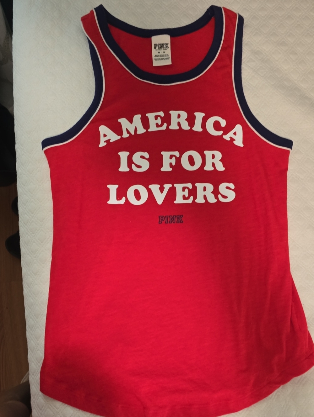 PINK Victoria's Secret Kids Red 'America Is For Lovers' Tank Top